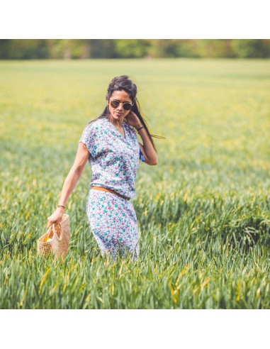 Robe à fleurs multicolores destockage