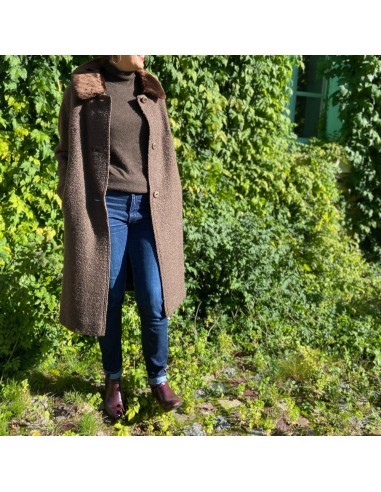 WEILL Manteau en laine marron col fourrure - Made in France l'évolution des habitudes 