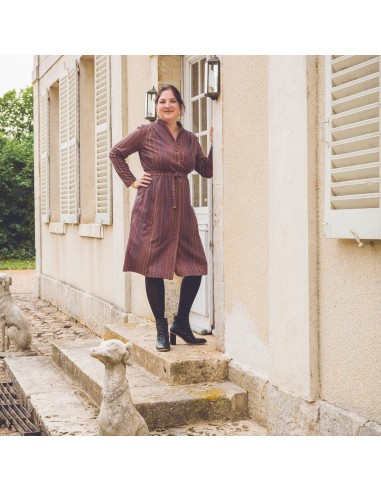 Robe ceinturée à rayures longueur midi - Made in France 2023