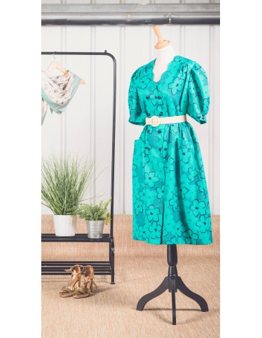 Robe vert lagon à fleurs tropicales le des métaux précieux