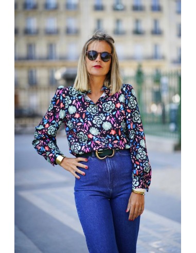 Blouse Sweet Flower noire store