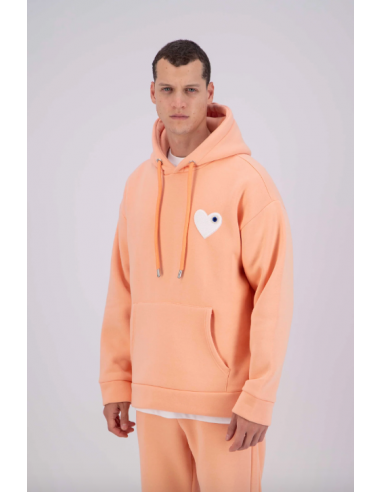 Sweat à Capuche corail avec Motif Cœur blanc Homme 2024