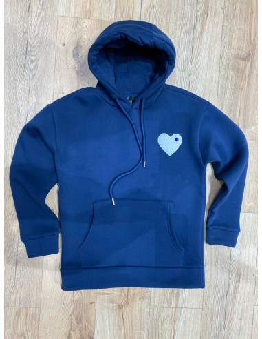 Sweat à Capuche marine avec motif Coeur blanc Homme sur le site 