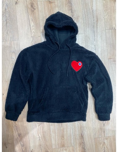 Sweat moumoute à Capuche noir avec Motif Cœur rouge Homme de France