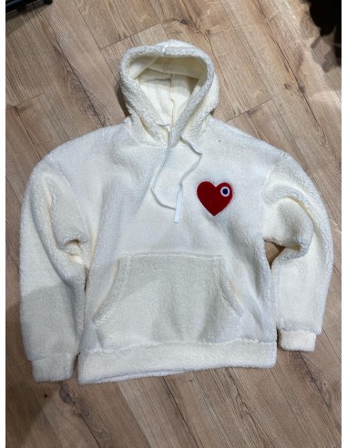 Sweat moumoute à Capuche blanc avec Motif Cœur rouge Homme Profitez des Offres !