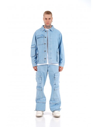 L'Ensemble Veste et Pantalon Cargo Denim Bleu Clair acheter en ligne