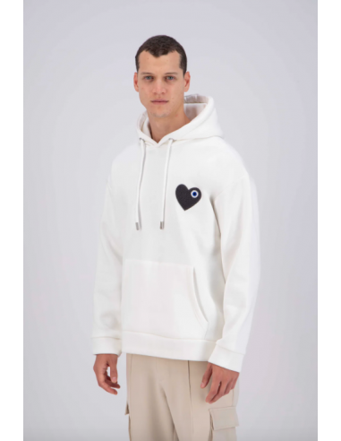 Sweat capuche Blanc avec cœur Gris en ligne des produits 