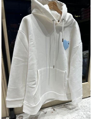 Sweat capuche Blanc avec cœur Ciel soldes