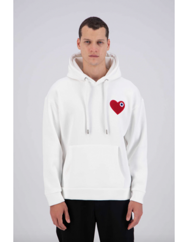 Sweat capuche Blanc avec cœur Rouge Toutes les collections ici