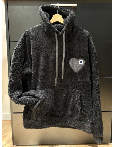 Sweat Moumoute à Capuche Noir Avec Cœur Gris prix