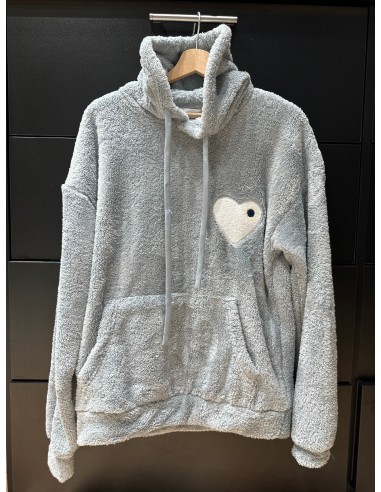 Sweat Moumoute à Capuche Gris Avec Cœur Blanc online