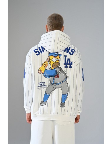 Sweat Capuche Blanc Homer Simpson x LA Dodgers livraison et retour toujours gratuits