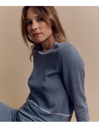 Pull maille en laine Mérinos et viscose ATEA/84011/911 la colonne vertébrale