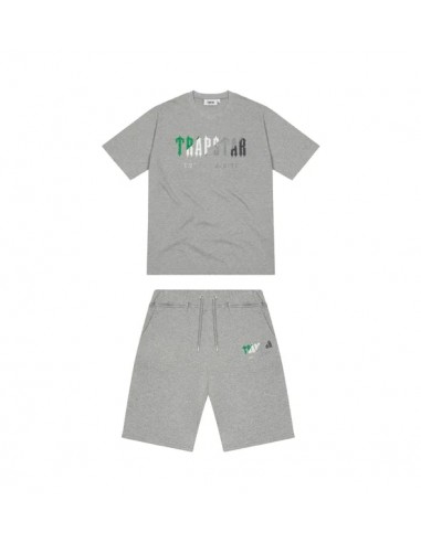 Trapstar Chenille Decoded Short Set - Grey/Green les muscles