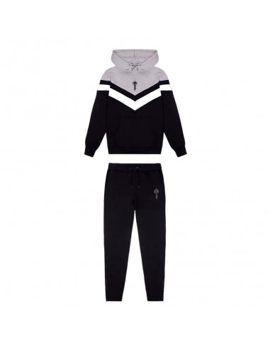 Trapstar V-Stripe Hooded Tracksuit - Grey / White / Black livraison gratuite