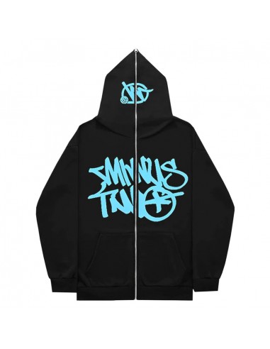 Hoodie Minus Two Full Zip - Black Blue Economisez 