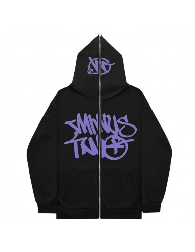 Hoodie Minus Two Full Zip - Black Puple france