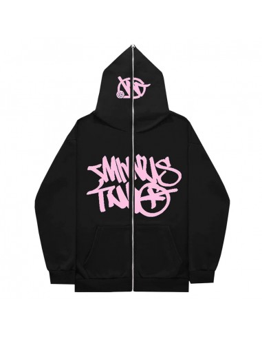 Hoodie Minus Two Full Zip - Black Pink Amélioration de cerveau avec