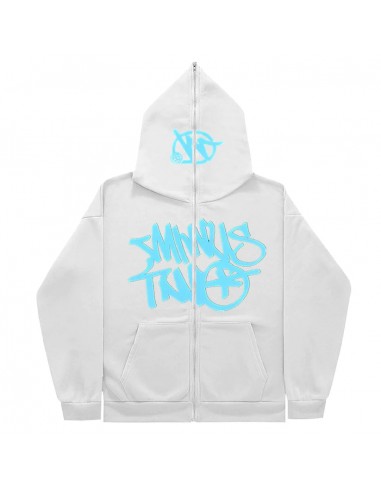 Hoodie Minus Two Full Zip - White Blue de la marque