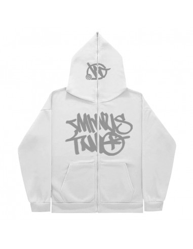 Hoodie Minus Two Full Zip - White Grey les muscles