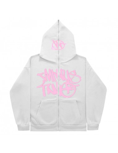 Hoodie Minus Two Full Zip - White Pink Livraison rapide