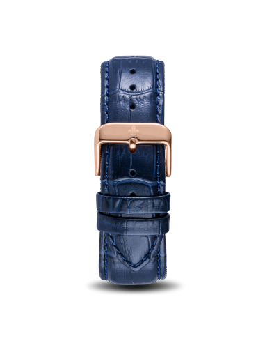 Blue Croc Pattern Leather Strap With Rose Gold Buckle À commander