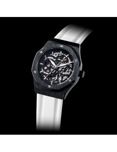 White Silicone Strap With Black Buckle s'inspire de l'anatomie humaine