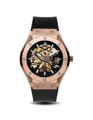 Prague Skeleton Automatic Deluxe - Rose Gold paiement sécurisé