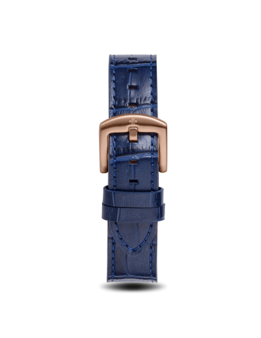 Blue Croc Pattern Leather Strap With Rose Gold Buckle - Prague Deluxe Voir les baskets