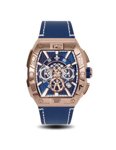 The Intrepid Chronograph - Rose Gold / Blue en linge